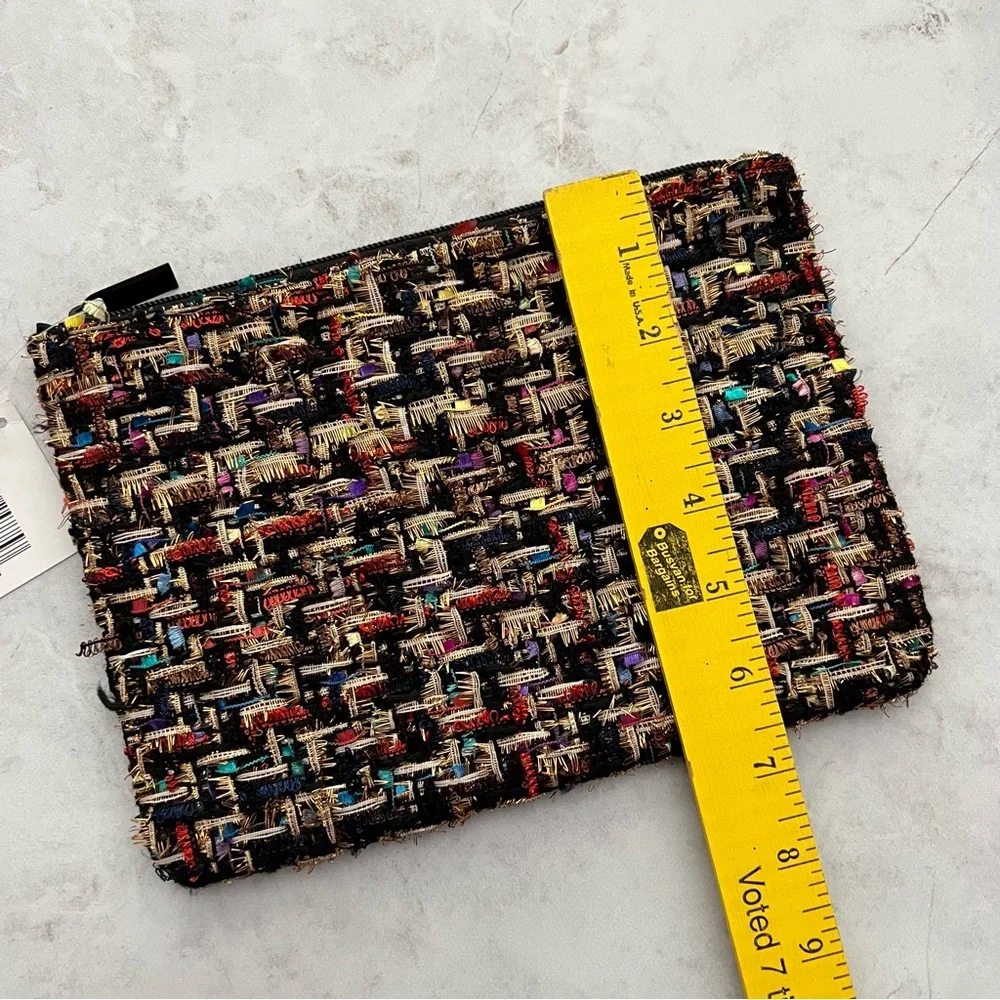 NWT Nordstrom Tweed Beauty Makeup Cosmetic Bag Zipper Pouch Case